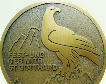 An eagle on a large beautiful Swiss military medal from Switzerland - adler - adelaar - aigle - bald eagle
