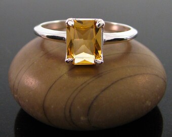 citrine ring, Citrine Ring sterling silver size 3 4 5 6 7 8 9 10 11 12 13 silver 925 ring November Birthstone Ring genuine citrine