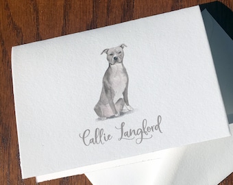 Pit Bull Personalized Stationery, great gift for dog lovers, Pittie stationery set 100% Cotton Savoy, custom gifts for dog lovers
