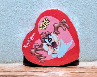 Vintage Valentines Heart Shaped Russell Stover Candy Tin Sealed