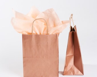 12 Rose Gold Gift Bags with Handles