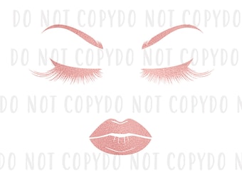 Eyelashes and Lips SVG Bundle Cut File, Makeup Svg, Dxf, Eps, Jpg, Png for Cricut, Silhouette, Clipart, Unicorn Lash, Pouty Eyes and Lips