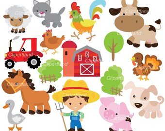 Farm Animal Illustration Watercolor Baby Dog Cat Sheep Horse