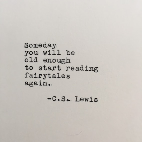 C.S. Lewis Reading Quote Typed on Typewriter 4x6 White