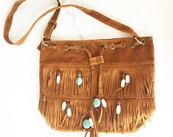 Leather fringe purse | Etsy
