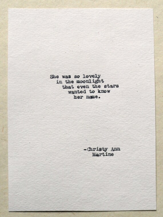 Gifts for Girlfriend - Love Quotes for Women - Romantic Gift for Her - She was so lovely in the moonlight poem
