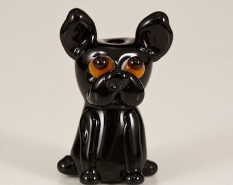 SALE - Black Frenchie Lampwork Dog Bead