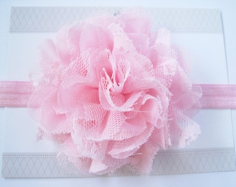 Light Pink Chiffon Headband Headband, Baby Headbands, Newborn Headbands, Infant Headbands, Baby Girl Bow, Infant Hair Bow,