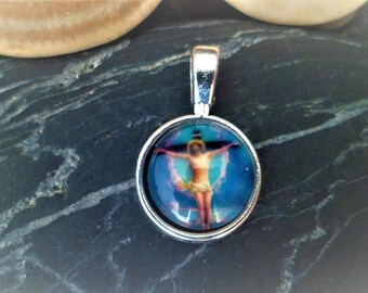 1 pendant medal Jesus on cross 26.5 mm Dome