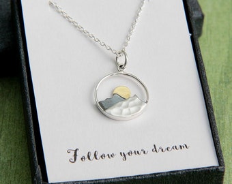 Mountain Necklace, Mountain Jewelry, Graduation Gift, Inspiration Necklace, Adventure Necklace, Inspirational Jewelry, Outdoor Necklace