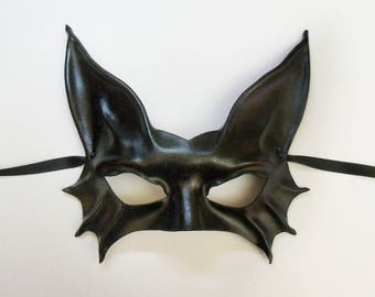 Black Cat Leather Mask costume very lightweight easy to wear