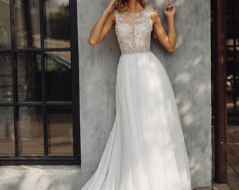 Wedding dress 'TUARIN' // Romantic a-line wedding gown, exquisite handmade beading, elegant
