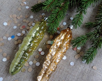 Set of 6 christmas tree decorations christmas glass ornament glass icicles Holiday decor Christmas gift Vintage Glass toy Soviet Christmas