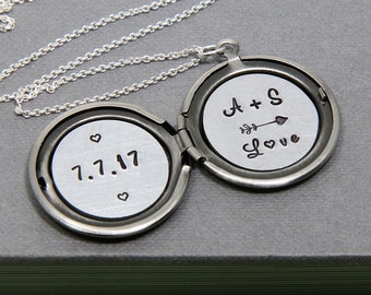 Wedding Gift, Locket Necklace, Initial Locket, Initial Necklace, Anniversary Necklace, Silver Locket, Personalized Necklace, Gift for Women