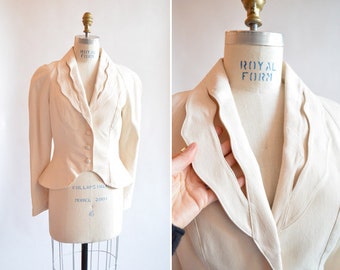 Vintage 1980s FAUST statement cream blazer