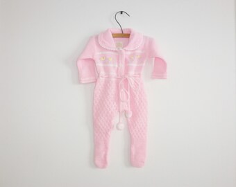Vintage Pink Knit Baby Sleeper