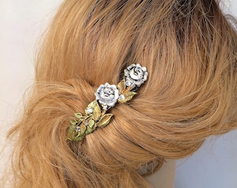 Rose Hair Barrette with Swarovski crystals