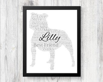 Personalised Pedigree STAFFORDSHIRE BULL TERRIER Word Art Print Gift Keepsake Perfect for Birthdays Christmas Keepsake Memory Love