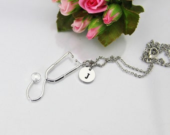 Stethoscope Necklace, Silver Stethoscope Charm, Doctor Gift, Nurse Gift, Graduation Gift, Medical Student Gift, Personalized Gift, N125