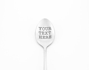 Your Text Here Custom Stamped Spoon Tea Hand Stamped Spoon Coffee Custom Engraved Spoon Engraved Teaspoon Custom Spoon Metal Stamping Spoon