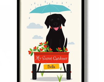 Black Lab Personalized Gift Dog Art Garden Art Dog Lover Gift Black Labrador Retriever Black Dog New Puppy Dog Rescue Dog Decor Art Print