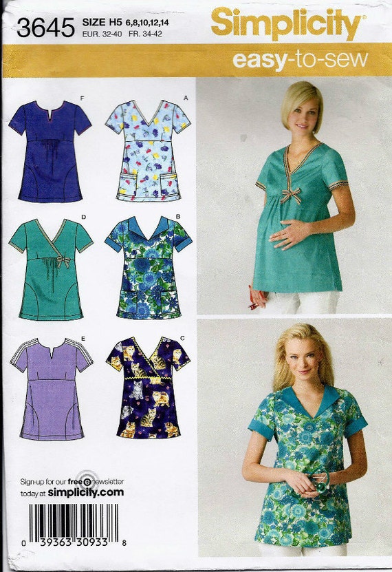 Medical Scrub tops pattern with Maternity scrub top option in