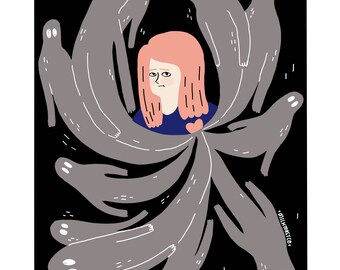 Ghost Heart Illustration Wall Art Print