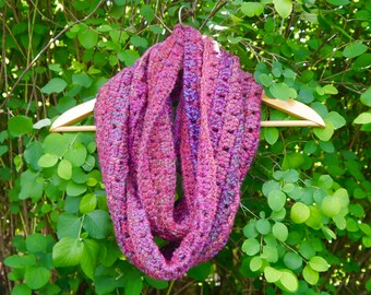 Pink Crochet Infinity Scarf, Cowl