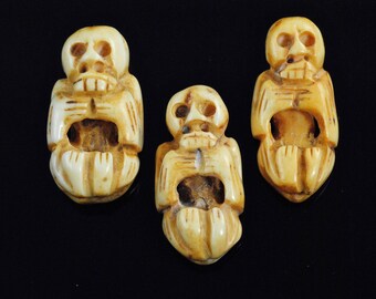 Skeleton Pendant-Bone Skeleton Bead-Bone Skeleton Pendant-Skeleton Necklace-Skeleton Focal Bead-Skeleton Centerpiece-Carved Skeleton Bead