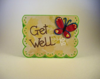 Get Well Card, Die Cut Butterfly Card, Take Care, Get Well Cards, Get Well Soon Card, Get Well, Thinking of You Card