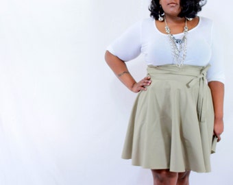 Plus Size Skirt (size 26- 38) Red, Khaki, Royal Blue, Navy, Green, White 28" L