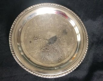 Vintage Round Silver Drink Tray