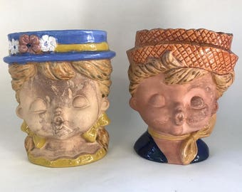 Pair of Vintage Wall Pocket Headvases Head Vases