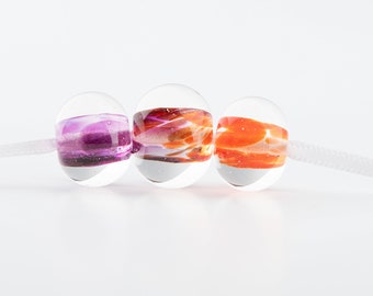Sari shift trio - lampwork glass beads handmade by Rebecca Weddell