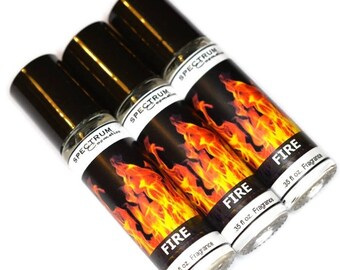 FIRE Roll on Cologne Mens Fragrance .35 Glass Rollerball Bottle
