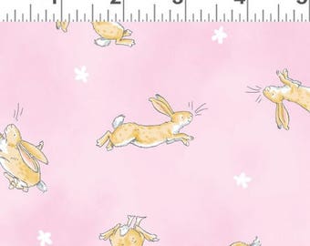 Clothworks Guess How Much I Love You Bunny Scatter Pink (Half metre)