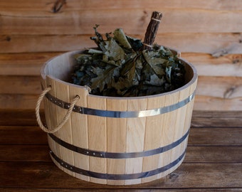 Heavy 5-20 L Oak Water Tub, Wooden Bucket, Farmhouse Waterware, Oak Trough