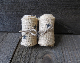 Primitive Country 3 in Wide Rustic Americana Black Stars Burlap Ribbon 72 inches Long Unfinished Edge