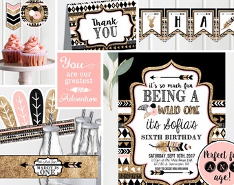 Tribal Wild one Birthday Decorations Printable for ANY age