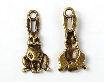 Antique Bronze Easter Bunny Charms (1840)