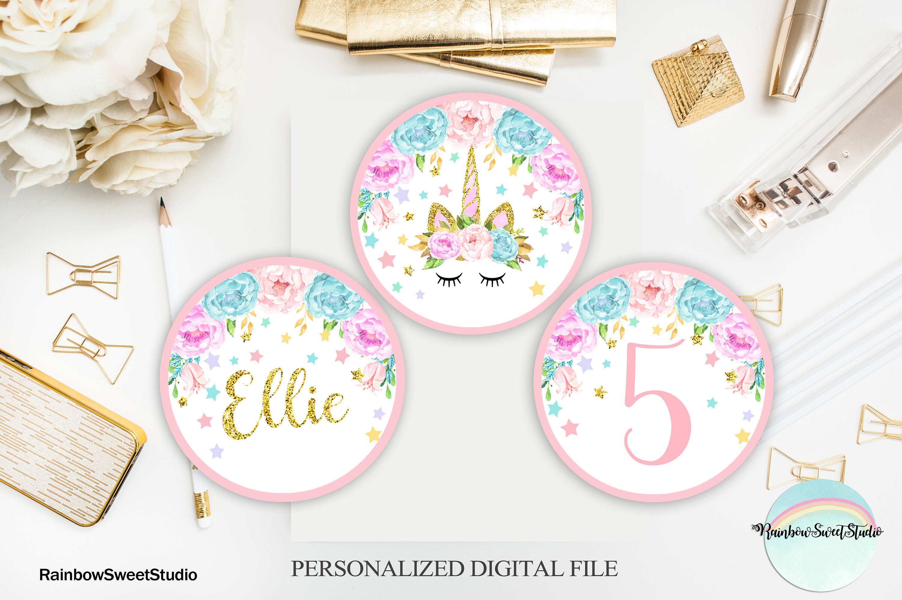 unicorn cupcake toppers unicorn circle decoration unicorn