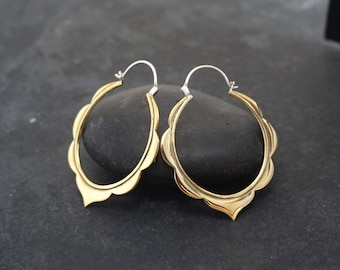 Boho Hoops - Moroccan Earrings - Large Hoop Earrings - Tribal Hoop Earrings - Big Brass Hoops - Gypsy Earrings - Oval Hoops - Statement
