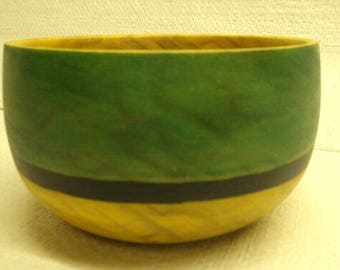 Hand turned Salicaceae wooden decorative painted bowl