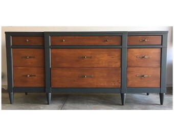 Dark Grey Mid Century Modern Dresser, buffet, credenza, Tv Stand
