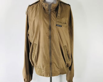 1980s Vintage Members Only Brown Cafe Racer Lightweight Jacket Coat Size 46