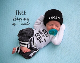 Newborn Boy Coming Home Outfit Baby Boy Take Home Outfit Newborn Outfit Newborn Baby Outfit New to the Crew Outfit Baby Boy