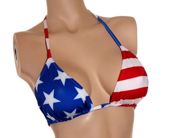 USA Flag Bikini Top - Triangle Top