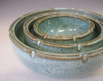 Turquoise Nesting Bowls-Set of Three by misunrie