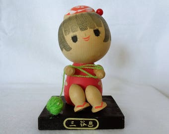 1033 :Kokeshi doll, Vintage Japanese wooden Sosaku Kokeshi doll ,Marked, Handcrafted in Japan