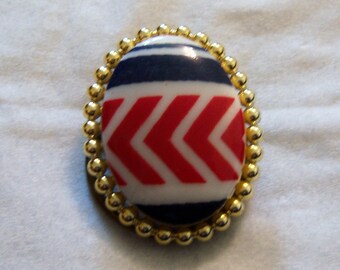 Colorful Scarf Clip. Lightweight Plastic Scarf Clip.Patriotic Scarf Clip. Oval Scarf Clip. Scarf Ring. Scarf Clasp.